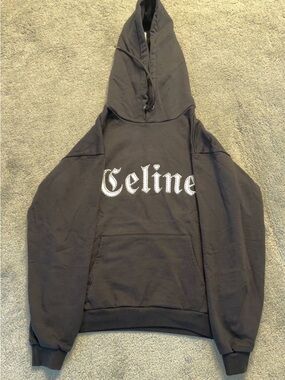 Celine Men's Black Logo Hoodie Sweater
